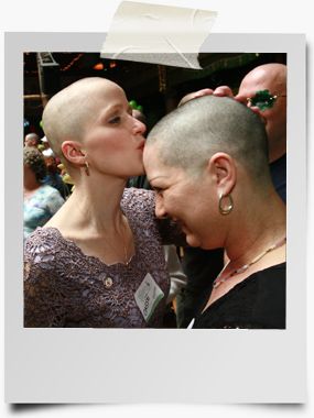 Two women who shaved their heads